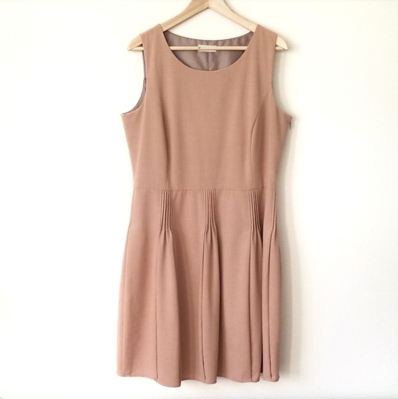 Calvin Klein Dresses & Skirts - Calvin Klein Blush Nude Pleated Skater Dress Stretch Fitted Sz 14